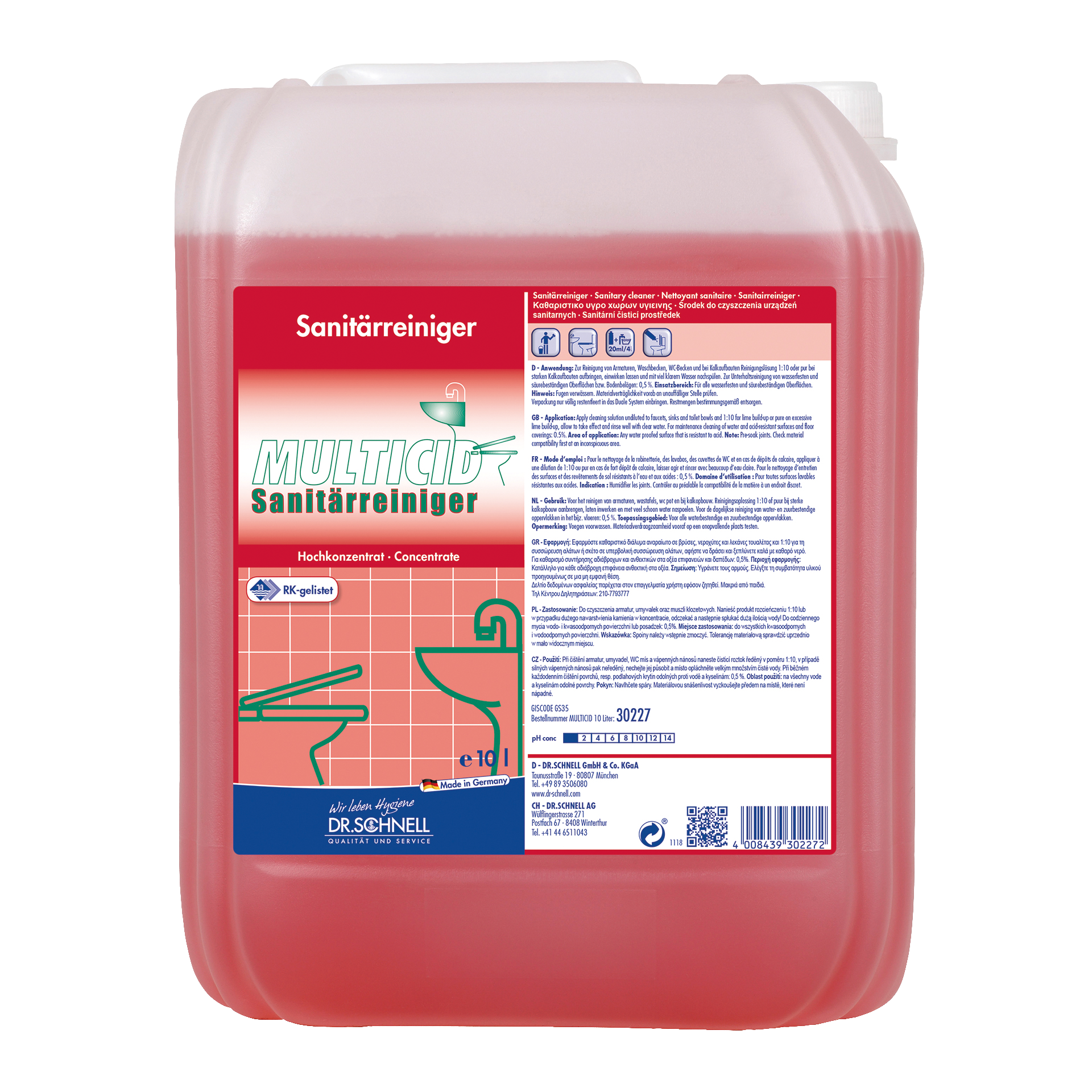 Dr. Schnell MULTICID, Sanitärreiniger 10 L, Kanister