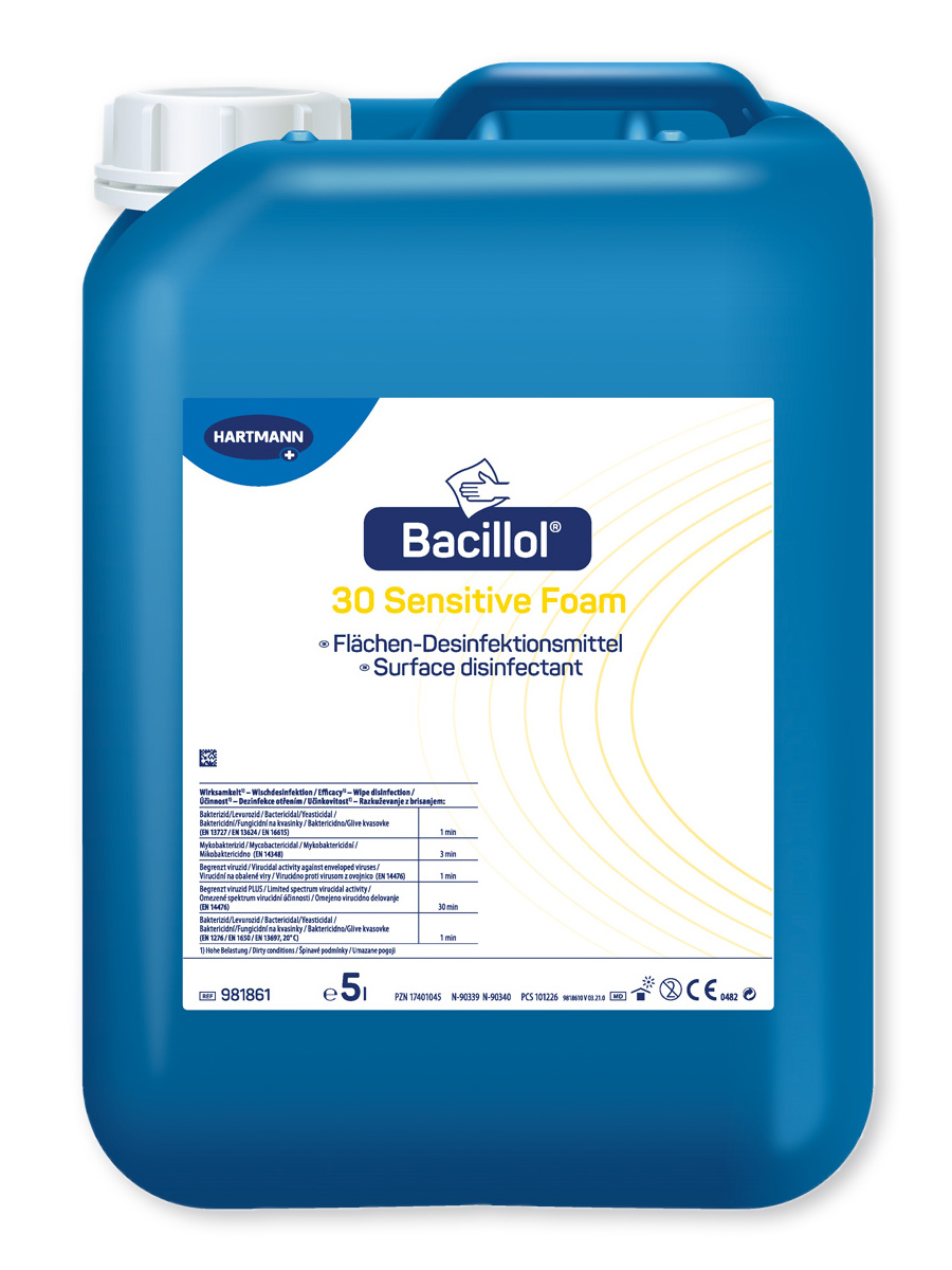 Hartmann Bacillol 30 Sensitive Foam Schnelldesinfektion, 5 L Kanister
