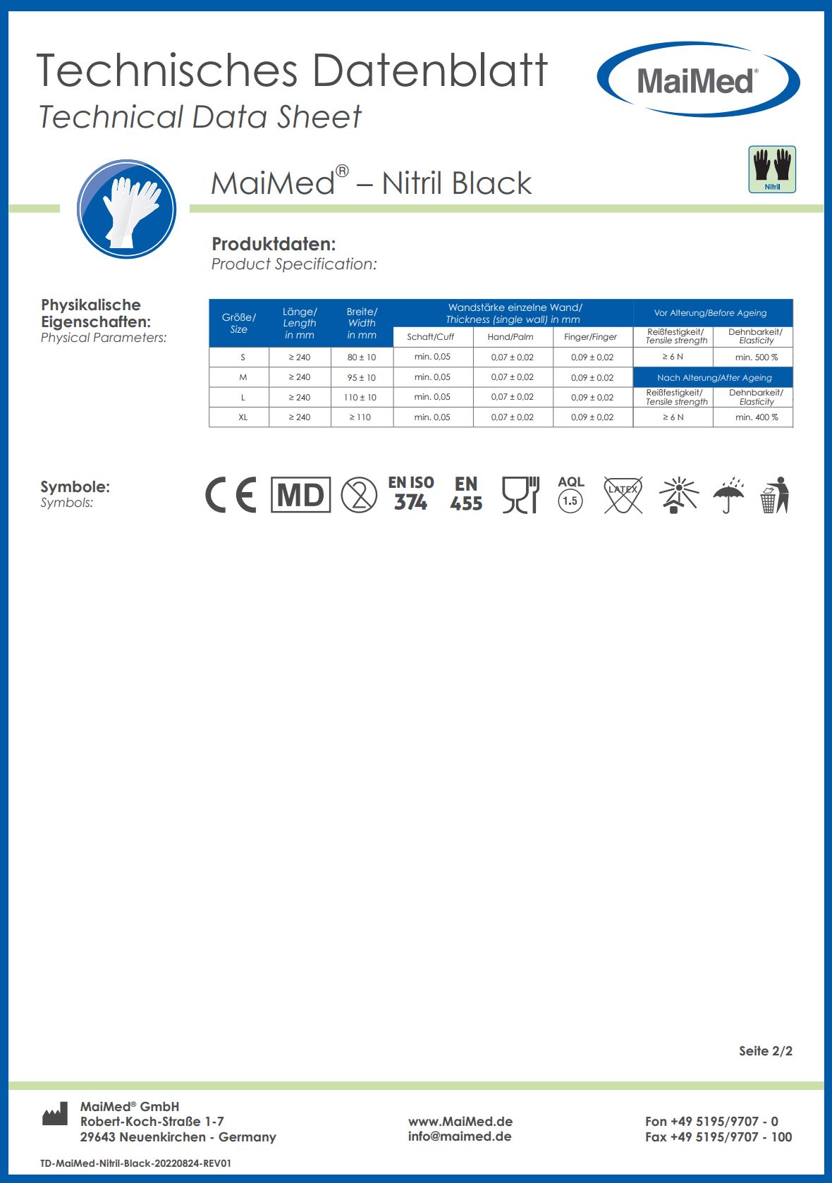 Medi-Inn Nitril Black Plus Einmalhandschuhe aus Nitril, schwarz, ungepudert, Gr. L