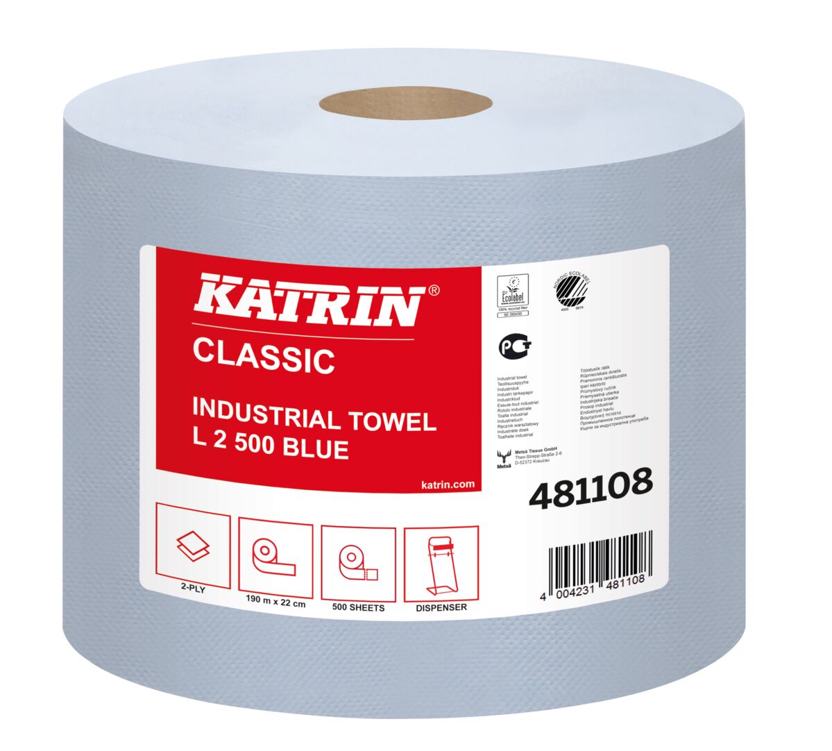 Katrin Classic Papierputztuchrolle L 2 blue laminated, 2-lagig