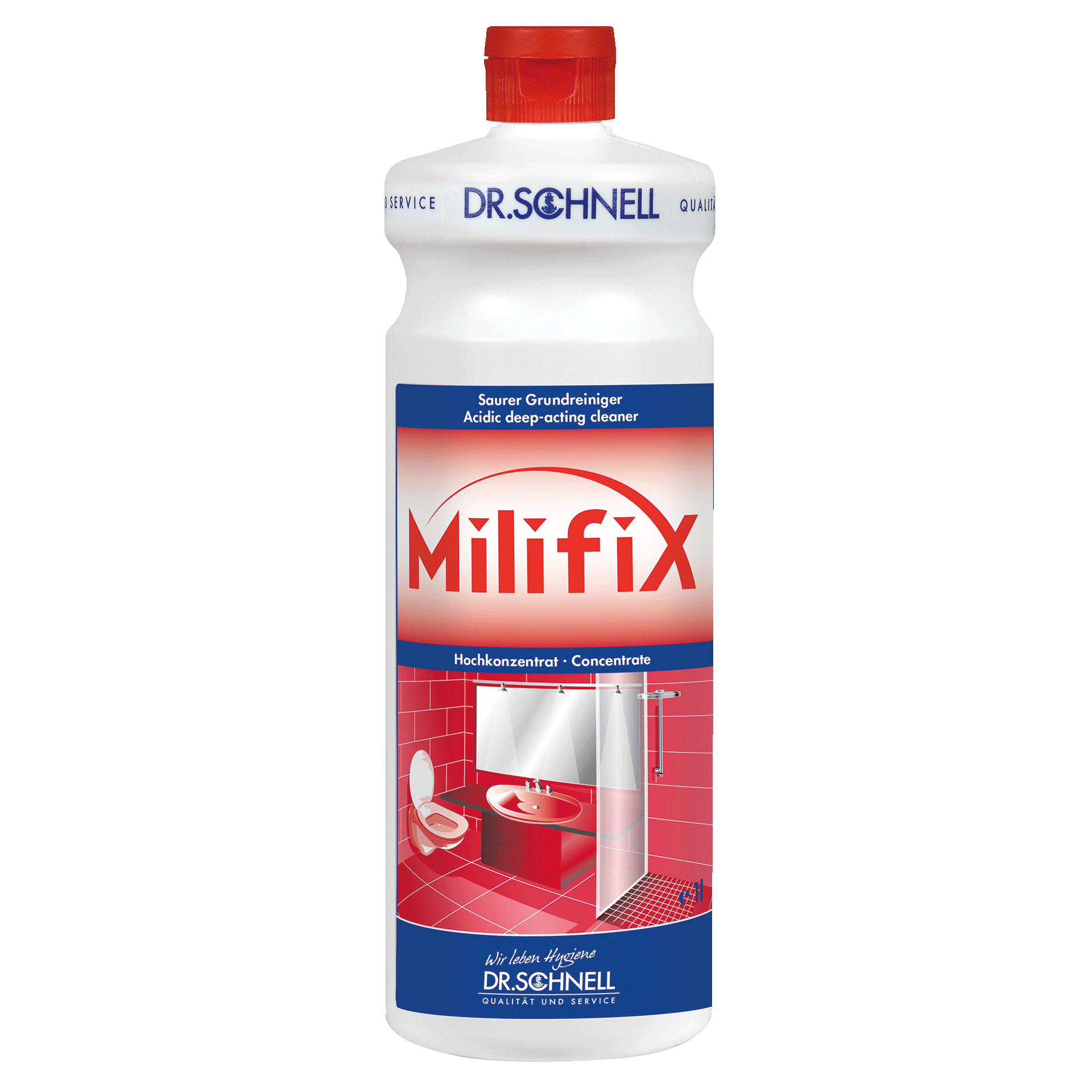 Dr. Schnell MILIFIX Saurer Grundreiniger für Industrie- und Bauschlussreinigung, 1 L Flasche