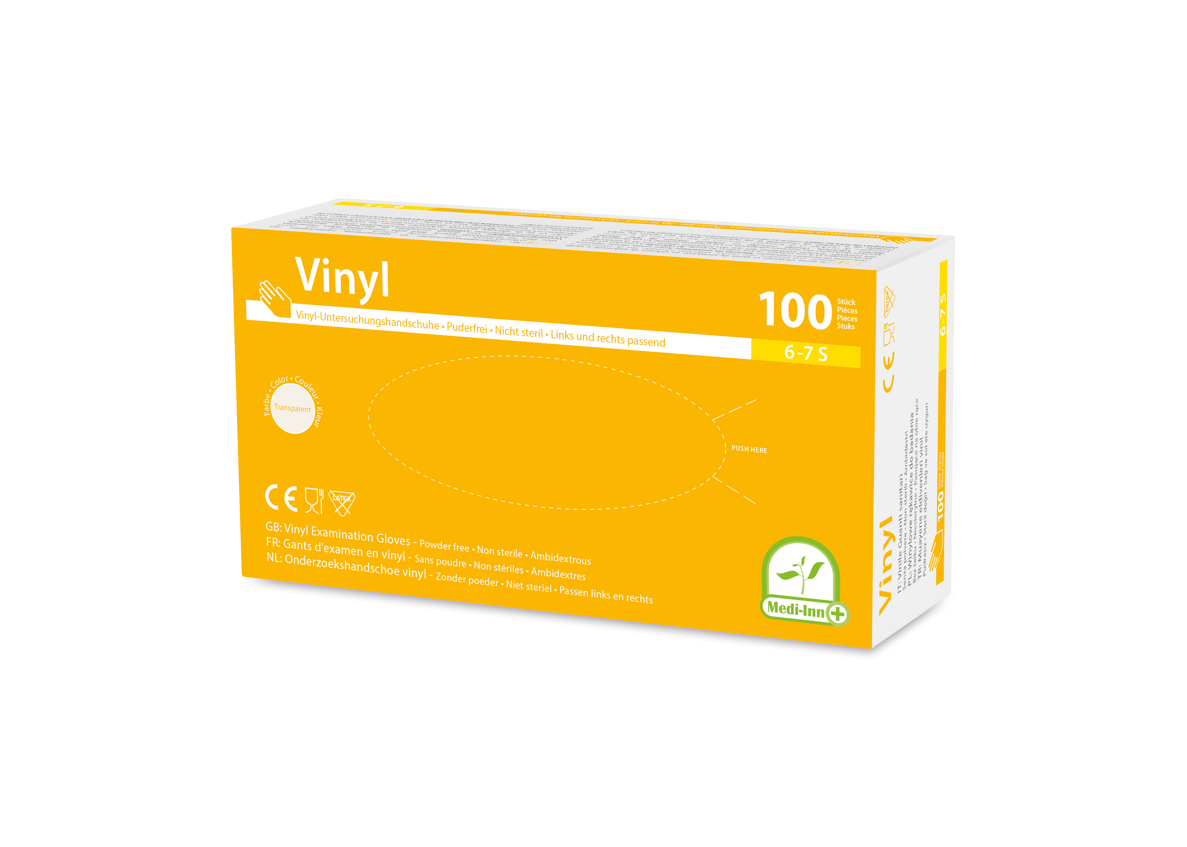 Medi-Inn Vinyl Einmalhandschuhe, Gr. M, weiß, ungepudert