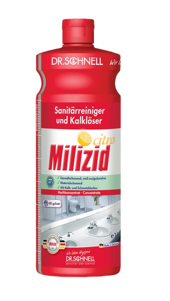 Dr. Schnell MILIZID CITRO, Sanitärreiniger und Kalklöser, 1 L Flasche