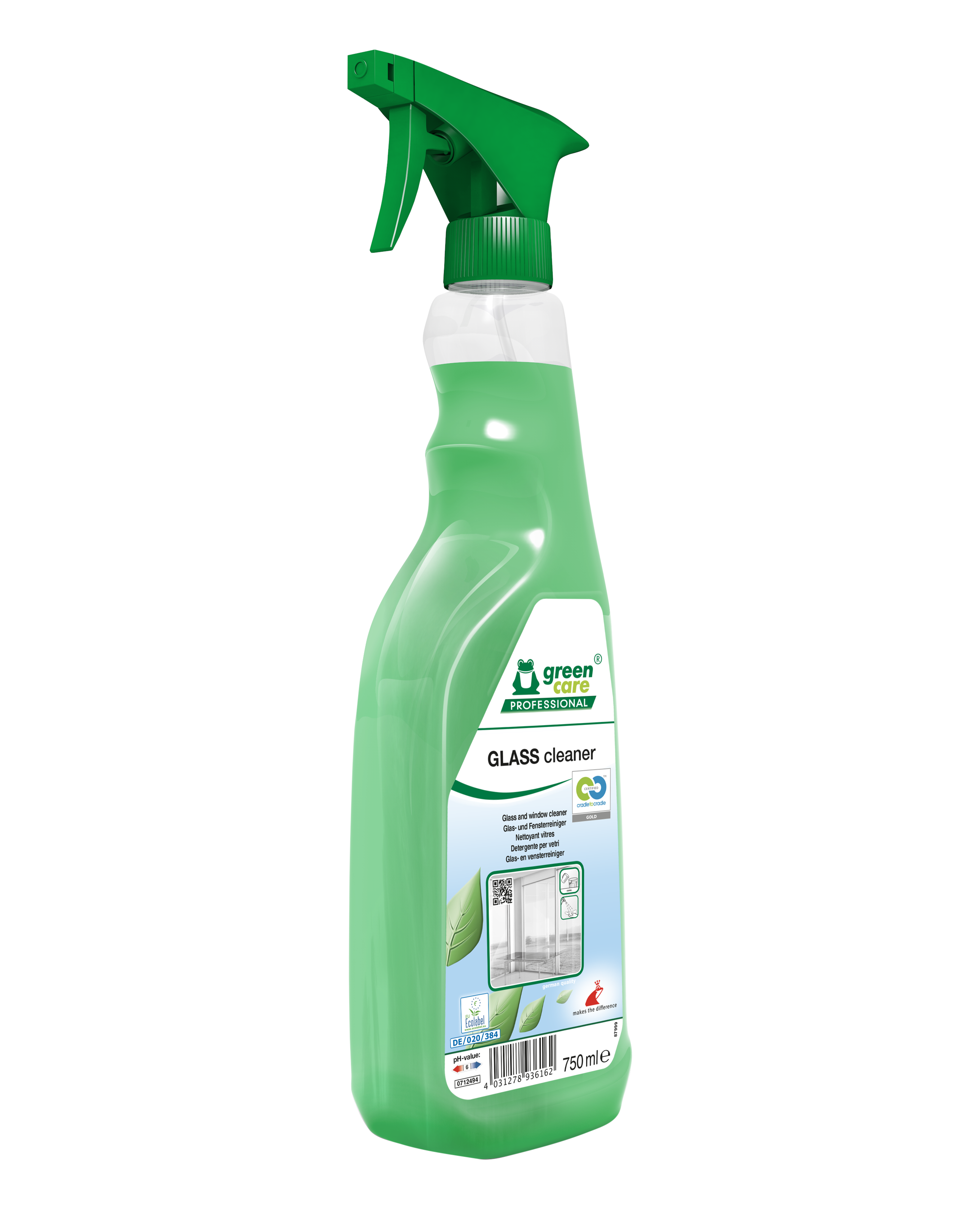 TANA green care professional GLASS cleaner, Glas- und Fensterreiniger,  750 ML Sprühflasche