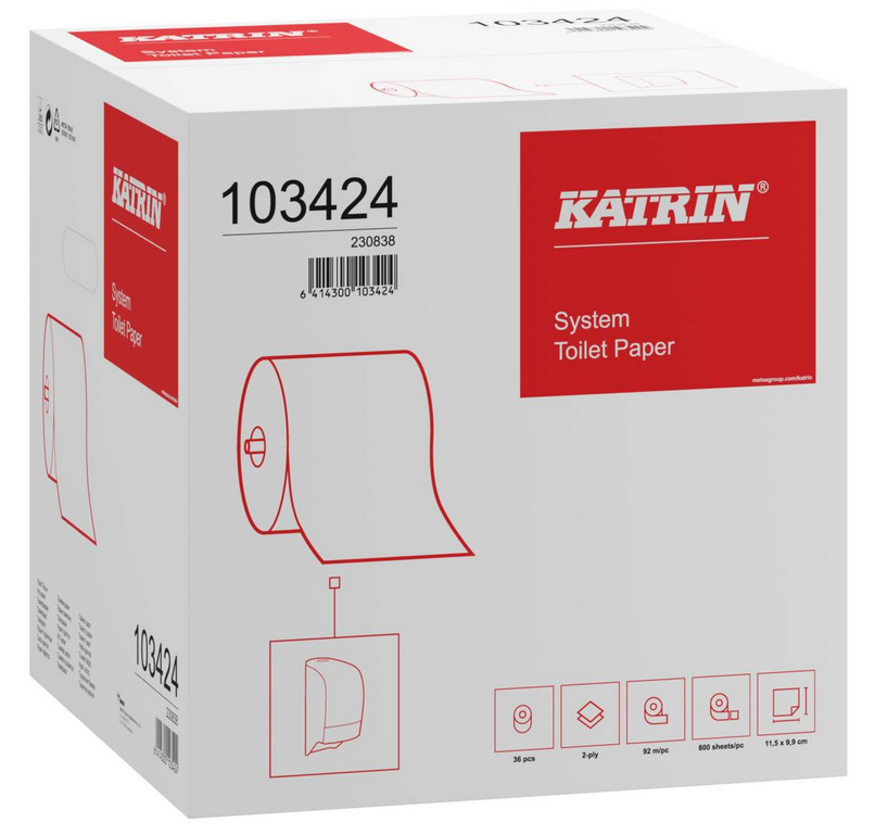 Katrin System Toilettenpapier, 2-lagig, 800 Blatt