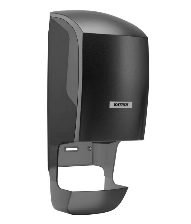 Katrin System-Toilettenpapierspender, schwarz, mit Hülsenfänger