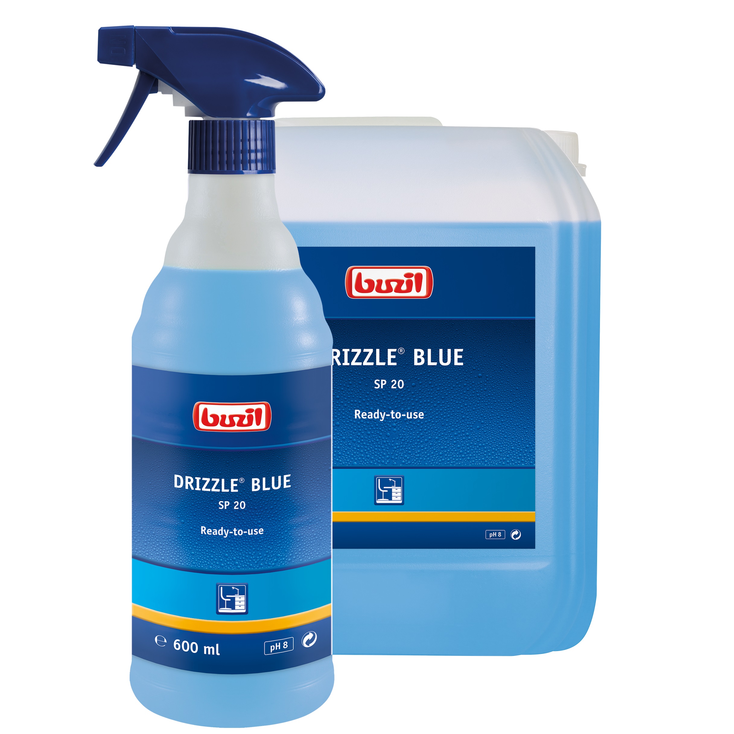 Buzil Drizzle Blue SP 20, Gebrauchsfertiger Universal-Sprühreiniger 0,6 L Flasche