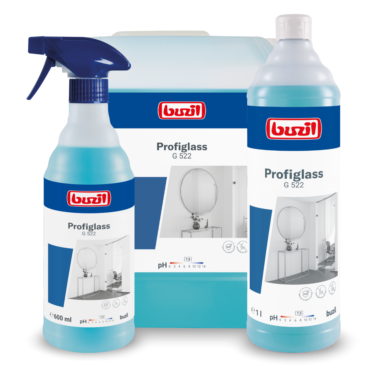 Buzil Profiglass G522 Glas- und Oberflächenreiniger, 600ml-Sprühflasche