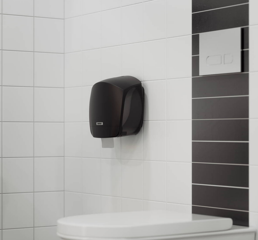 Katrin Toilettenpapierspender S für Mini-Jumborollen Gigant, schwarz