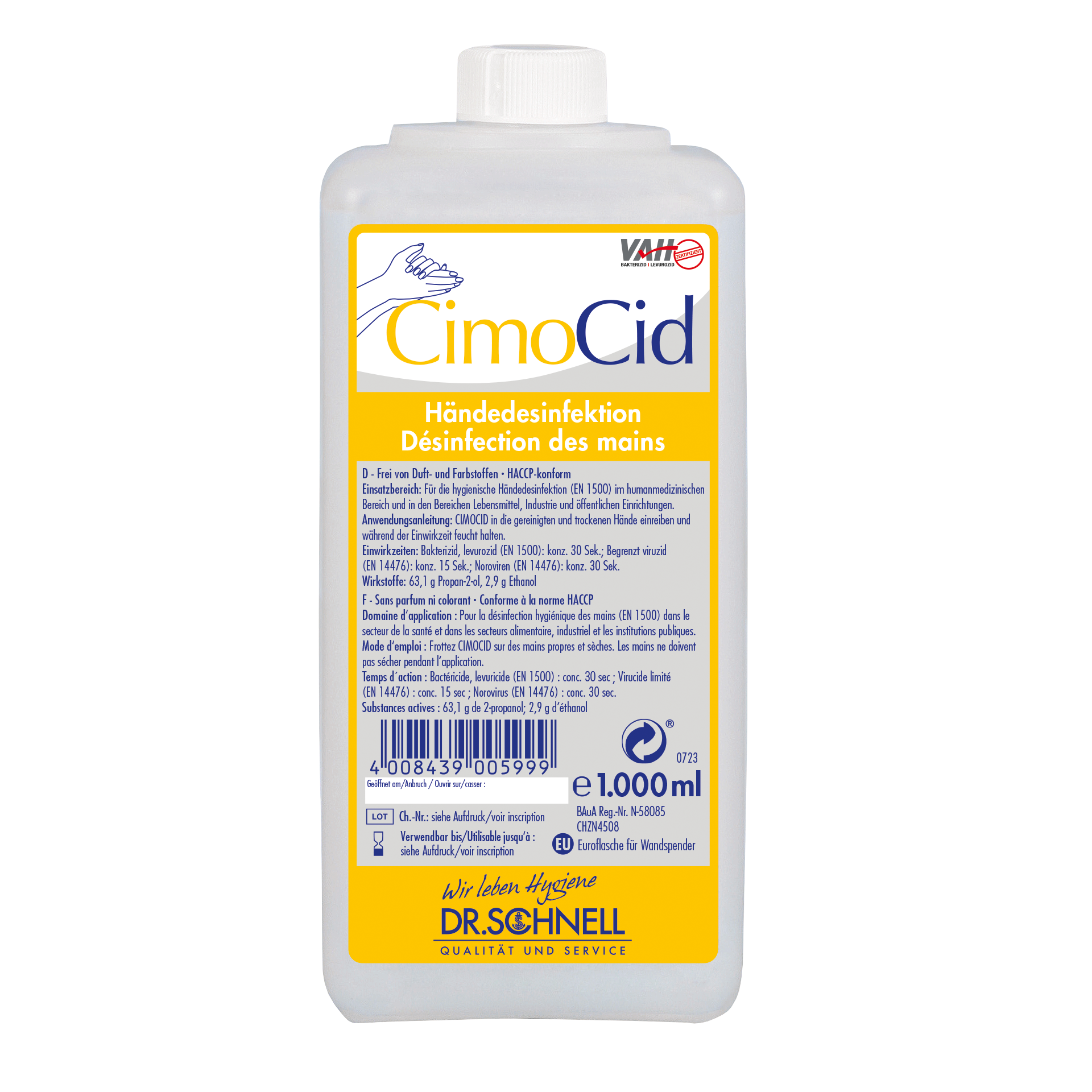 Dr. Schnell CIMOCID, Händedesinfektionsmittel 1 L, Euroflasche