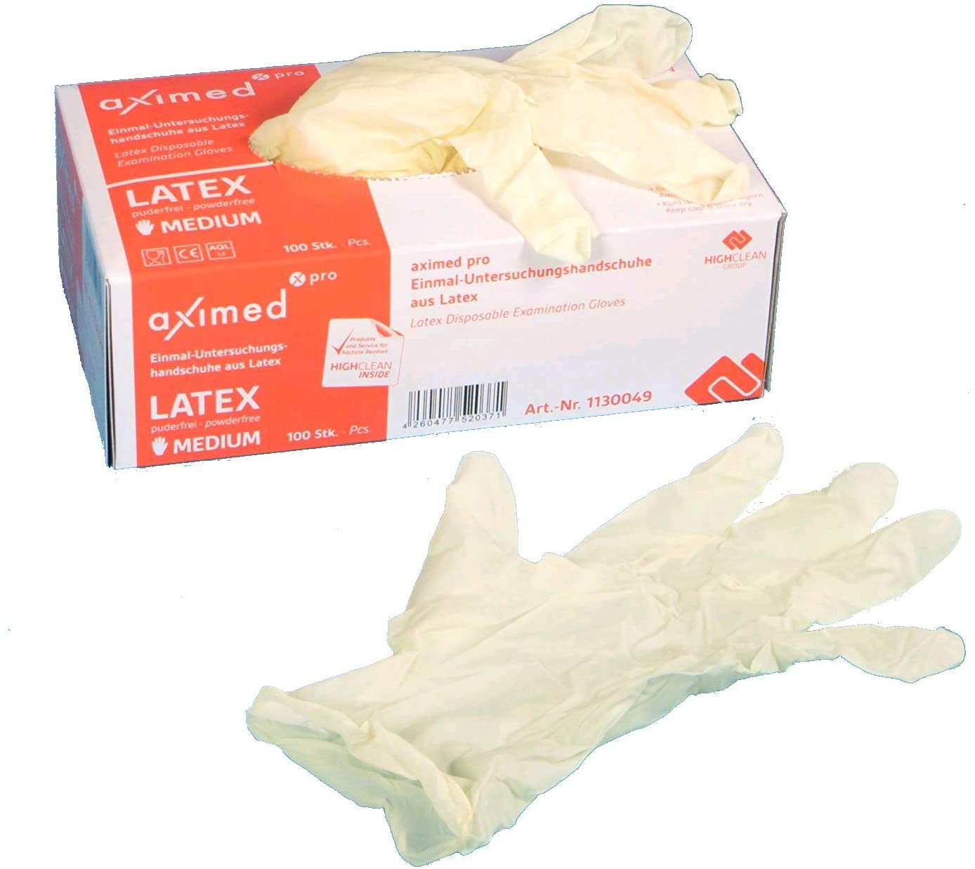 aximed pro Latex Einmalhandschuhe, Gr. L, ungepudert