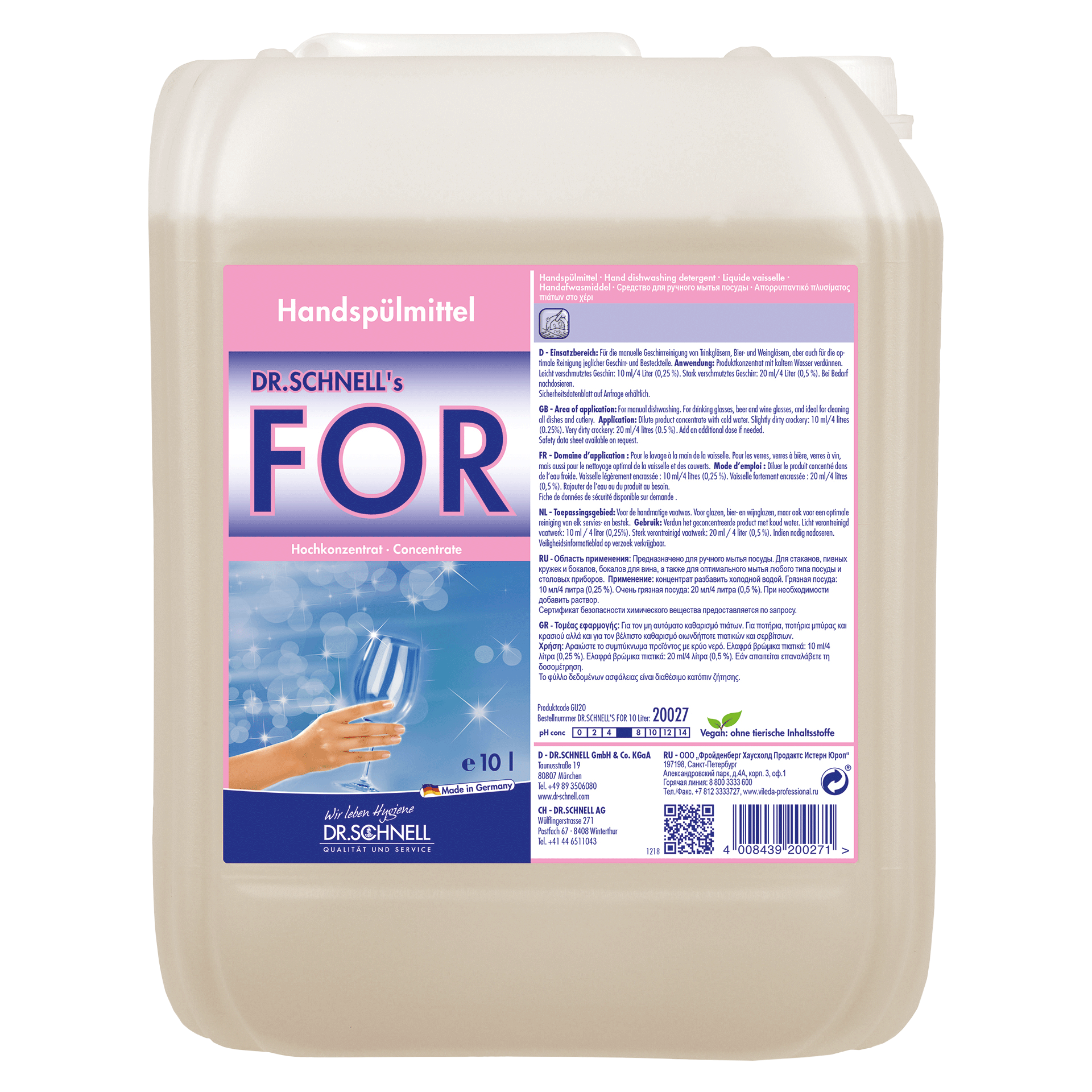 Dr. Schnell FOR, Handspülmittel 10 L Kanister