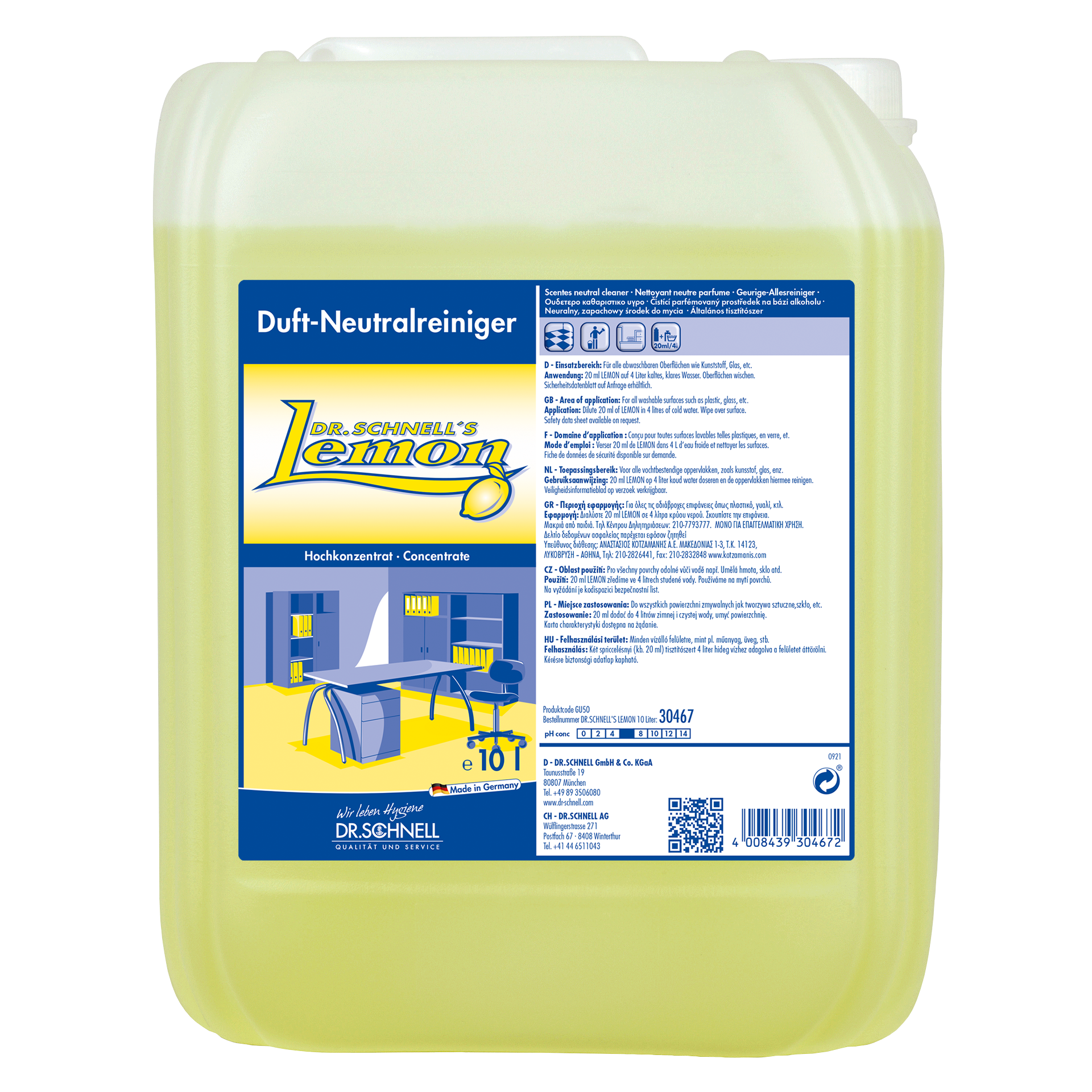 Dr. Schnell's LEMON, Duft-Neutralreiniger 10 L Kanister