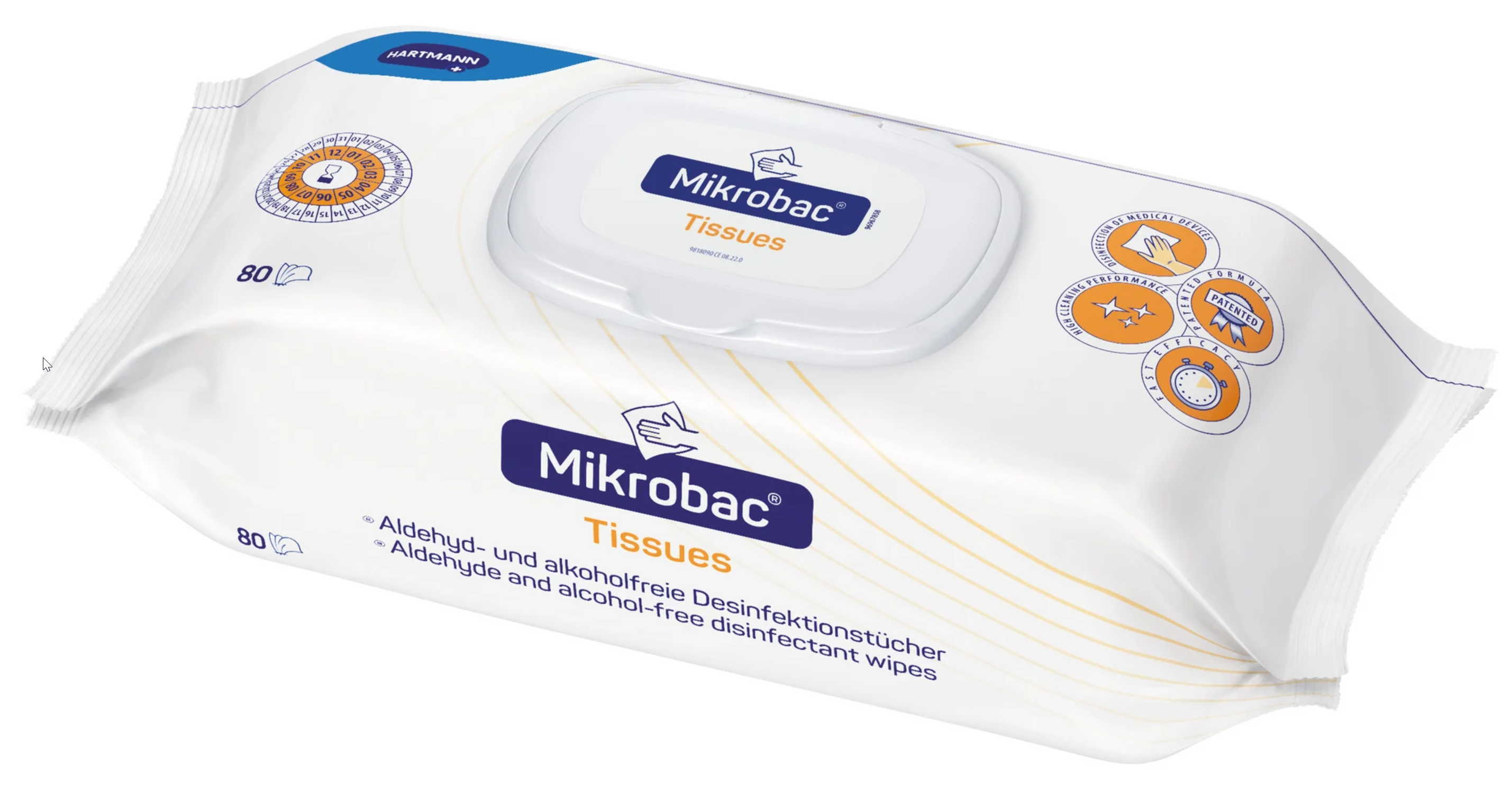 Hartmann Mikrobac Tissues, alkohol- und aldehydfreie Desinfektionstücher, wiederverschließbarer Flowpack