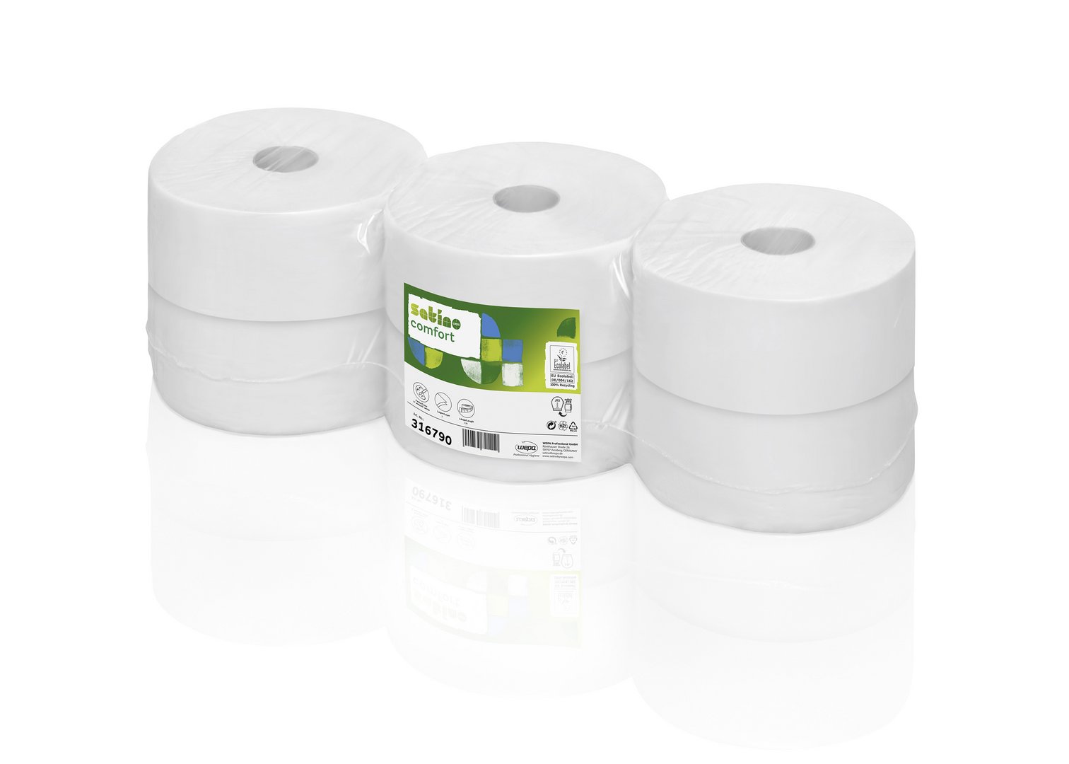 Satino comfort Jumbo Toilettenpapier, 2-lagig, hochweiß, Waffelprägung