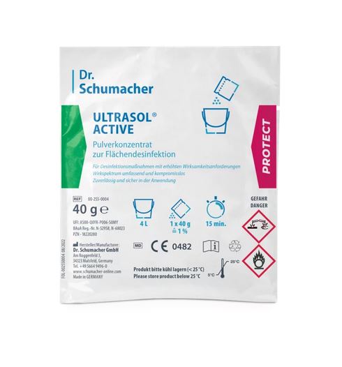 Dr. Schumacher ULTRASOL ACTIVE, Flächendesinfektionsmittel, Karton mit 100 Dosierbeuteln à 40g
