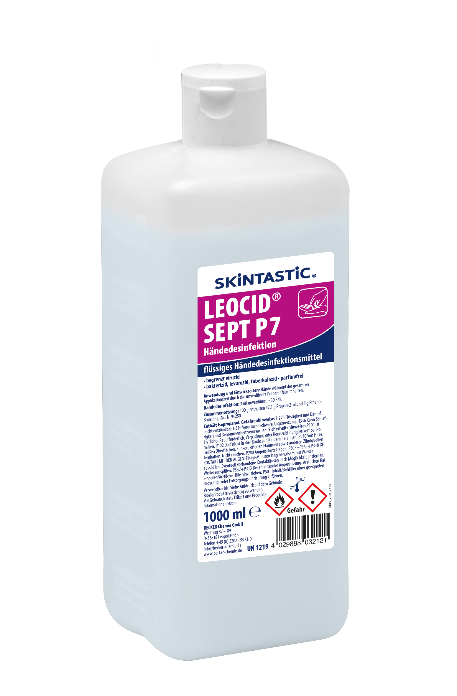 Skintastic Leocid Sept P7 alkoholische Händedesinfektion, 1 L