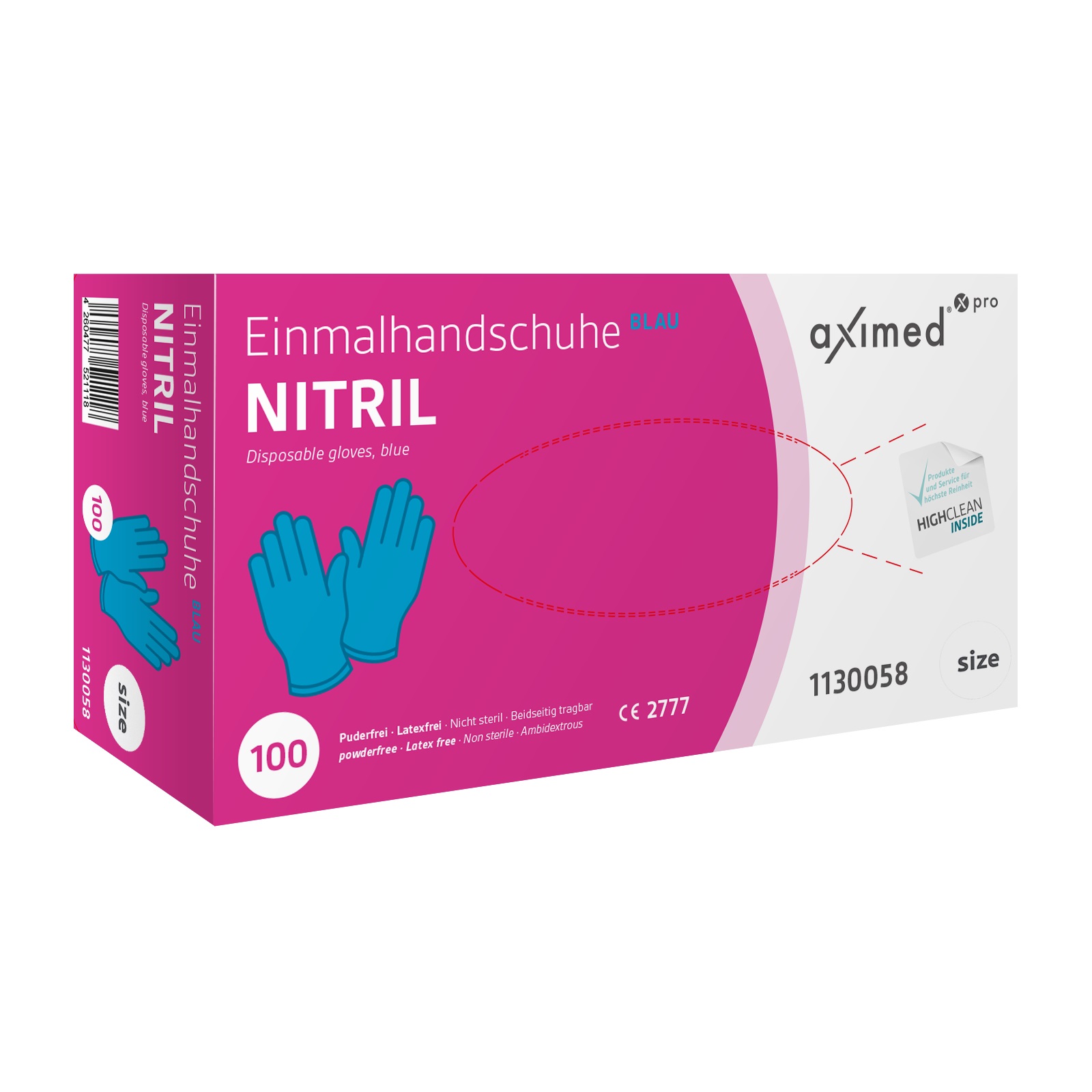 aximed pro 100 Nitril, Einmalhandschuhe, Gr. S, 100 Stk., blau, ungepudert