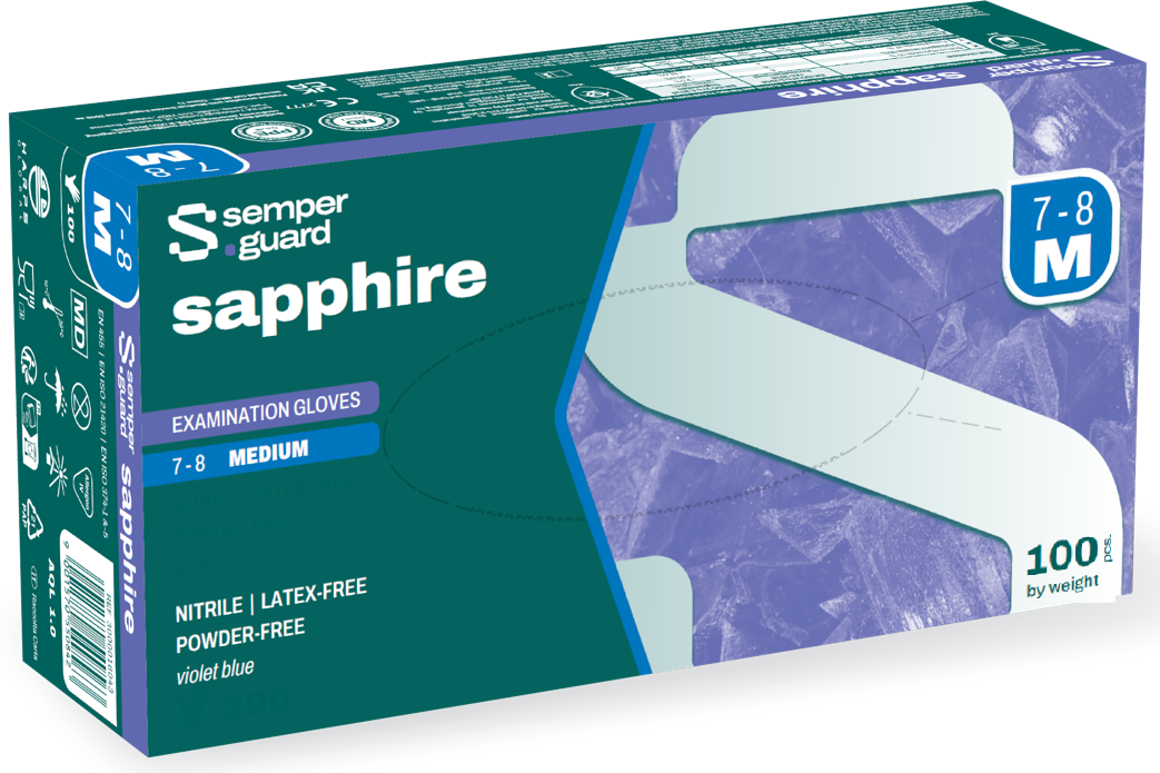 semperguard sapphire XP 100, Einmalhandschuhe aus Nitril, Gr. S, lavendel-blau, ungepudert, Nachfolger von XtraLite