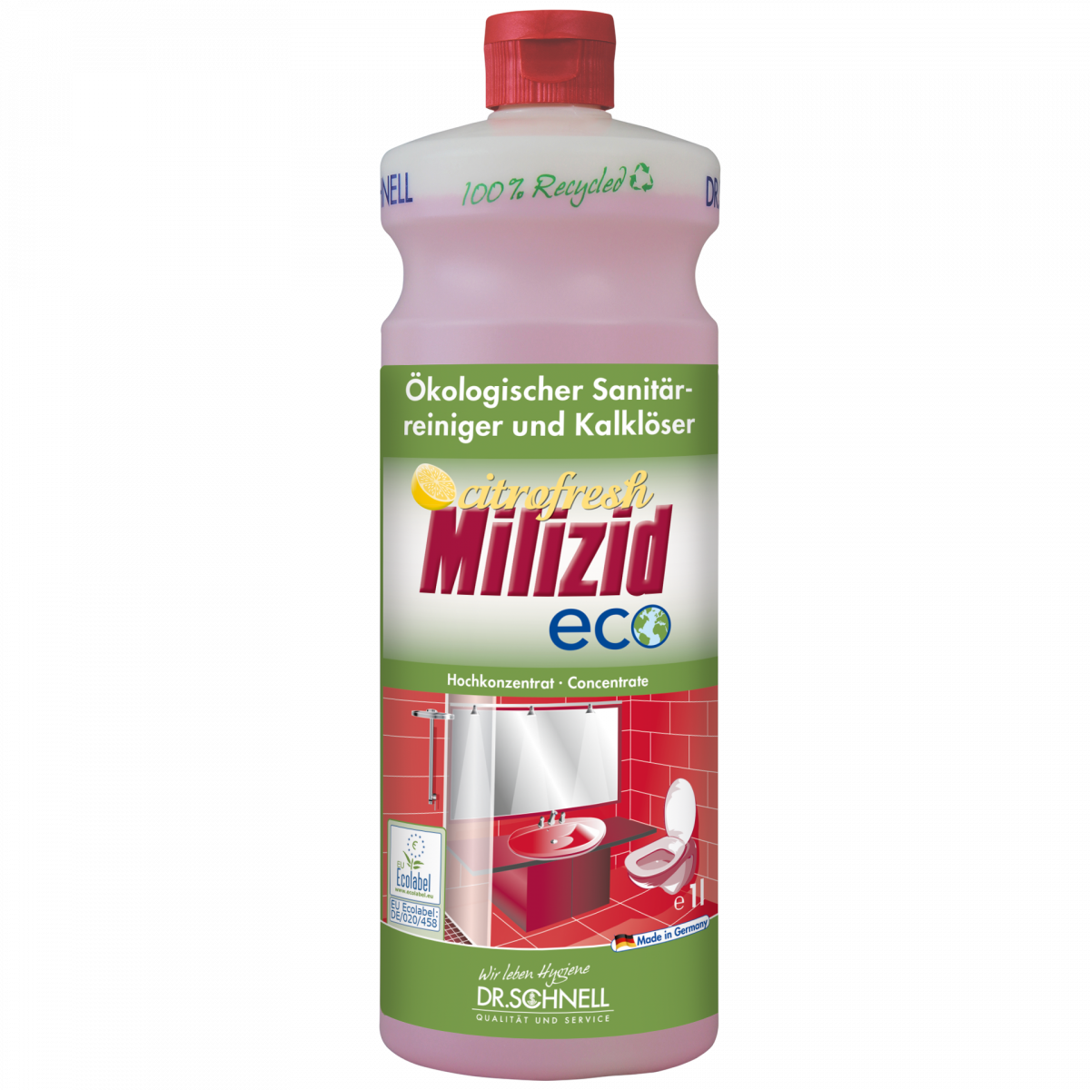 Dr. Schnell MILIZID CITROFRESH ECO, ökologischer Sanitärreiniger und Kalklöser, 1 L Flasche