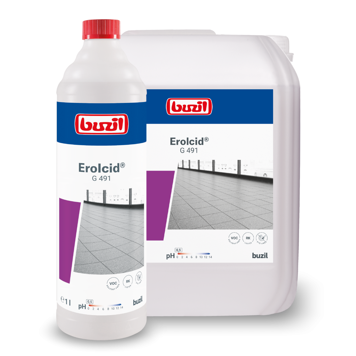 Buzil Erolcid G491 Feinsteinzeugreiniger, 1L-Flasche