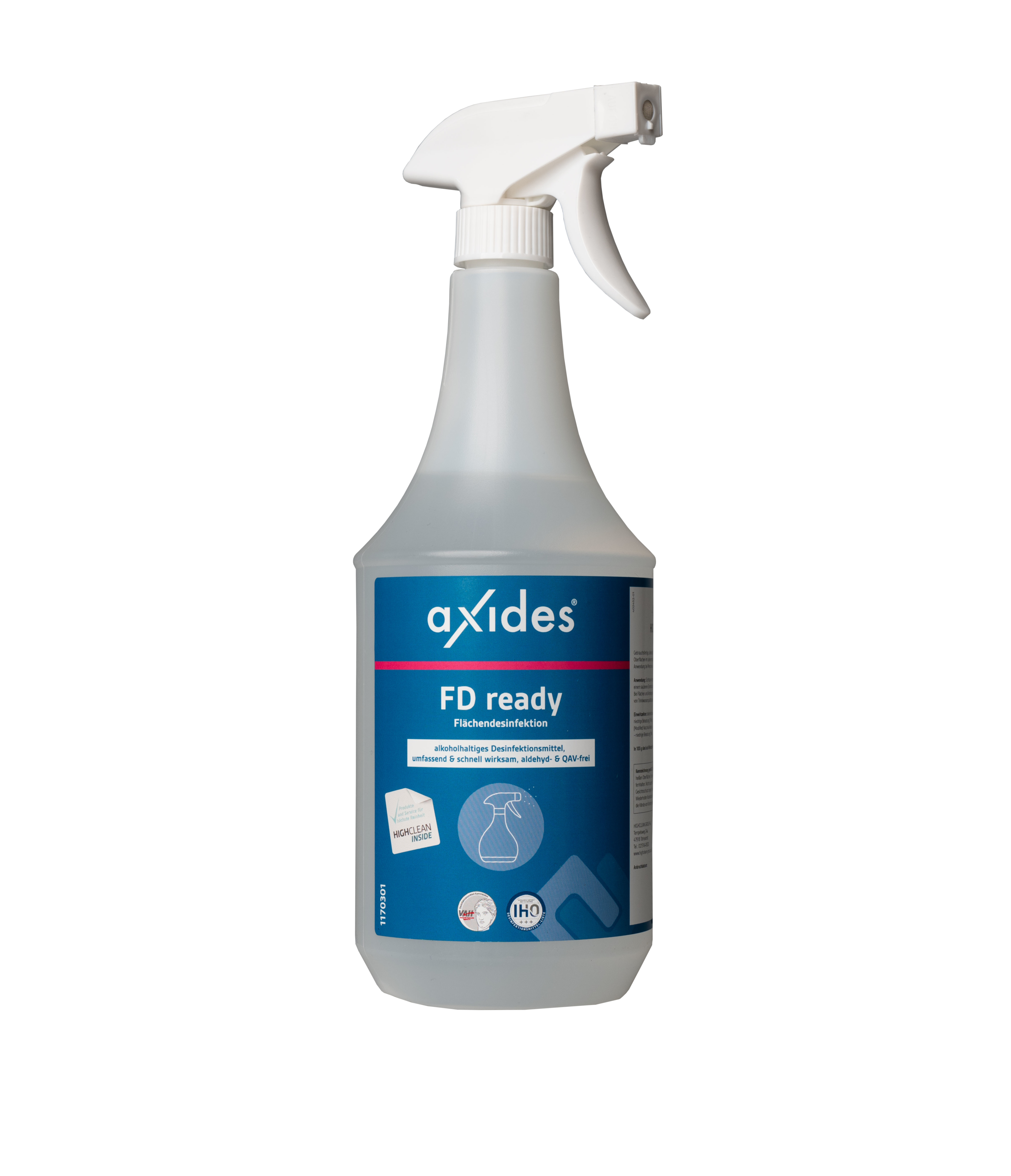 axides FD ready, alkoholisches Schnelldesinfektionsmittel, 1000 ml Sprühflasche