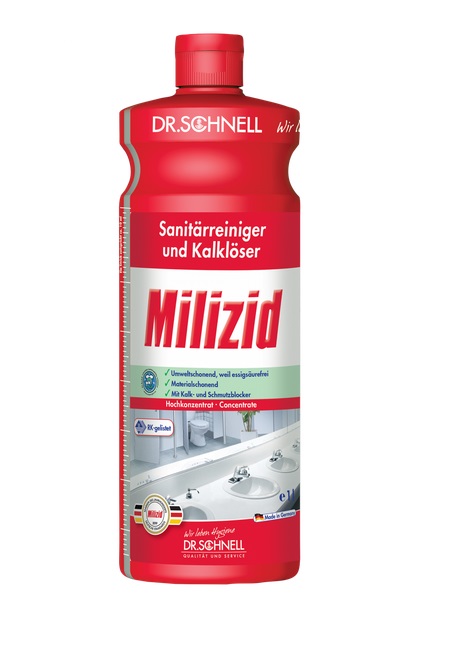 Dr. Schnell MILIZID, Sanitärreiniger und Kalklöser, 1 L Flasche