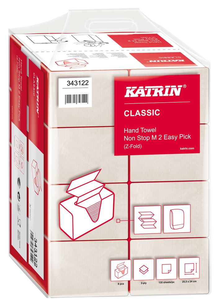 Katrin Classic Non stop M 2 Easy Pick, Handtuchpapier 25,5 x 24 cm, 2-lagig, weiß