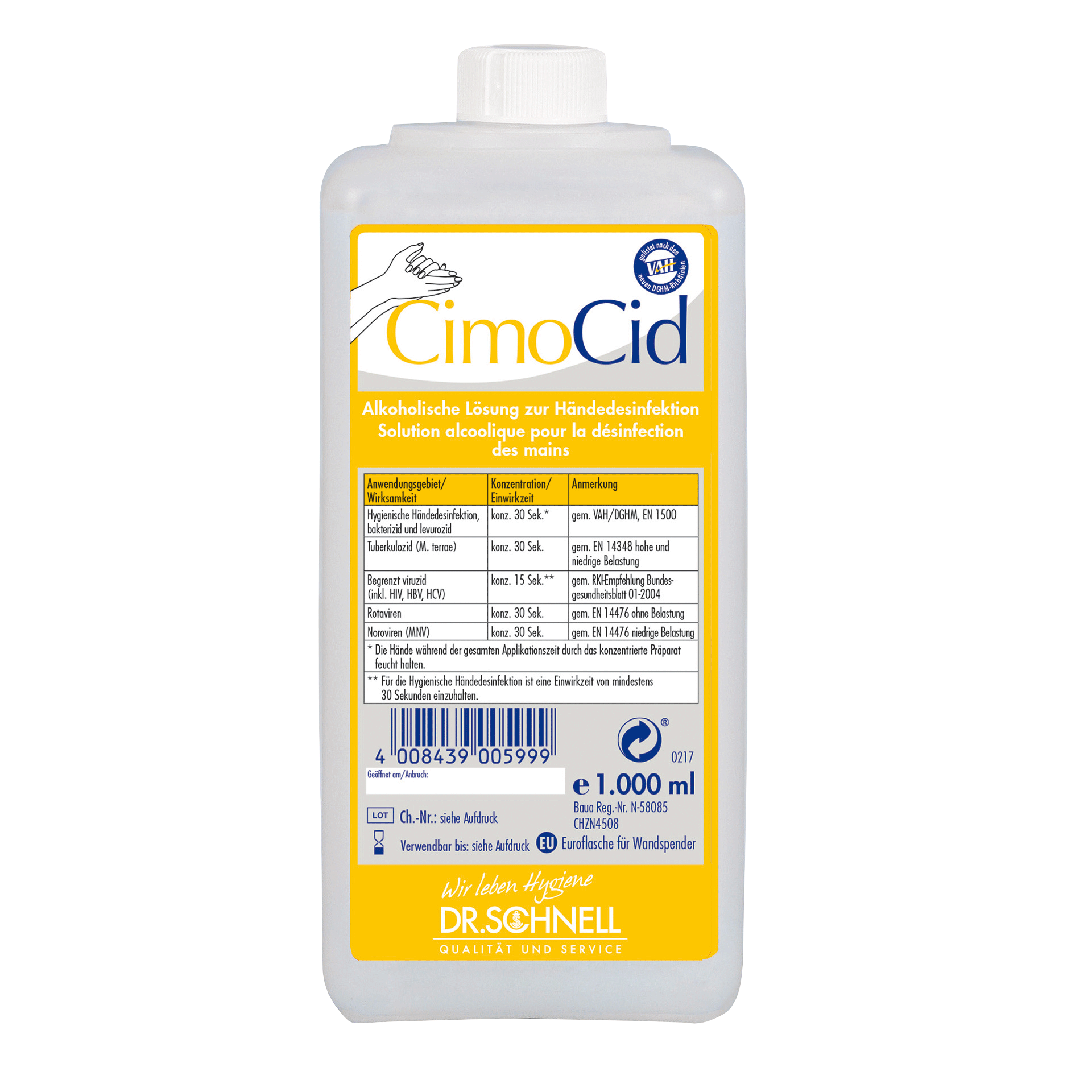 Dr. Schnell CimoCid Händedesinfektionsmittel 1 L Euroflasche